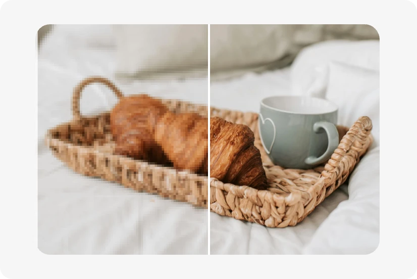 mejora de una imagen de pan y café a 4k