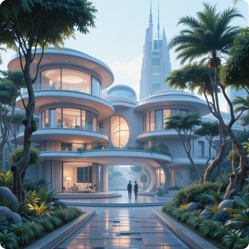 un edificio moderno en 3d creado por ai