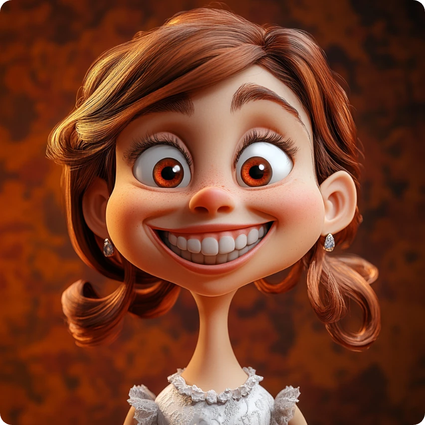 eine niedliche und überspitzte Mädchenkarikatur aus dem aiease caricature maker