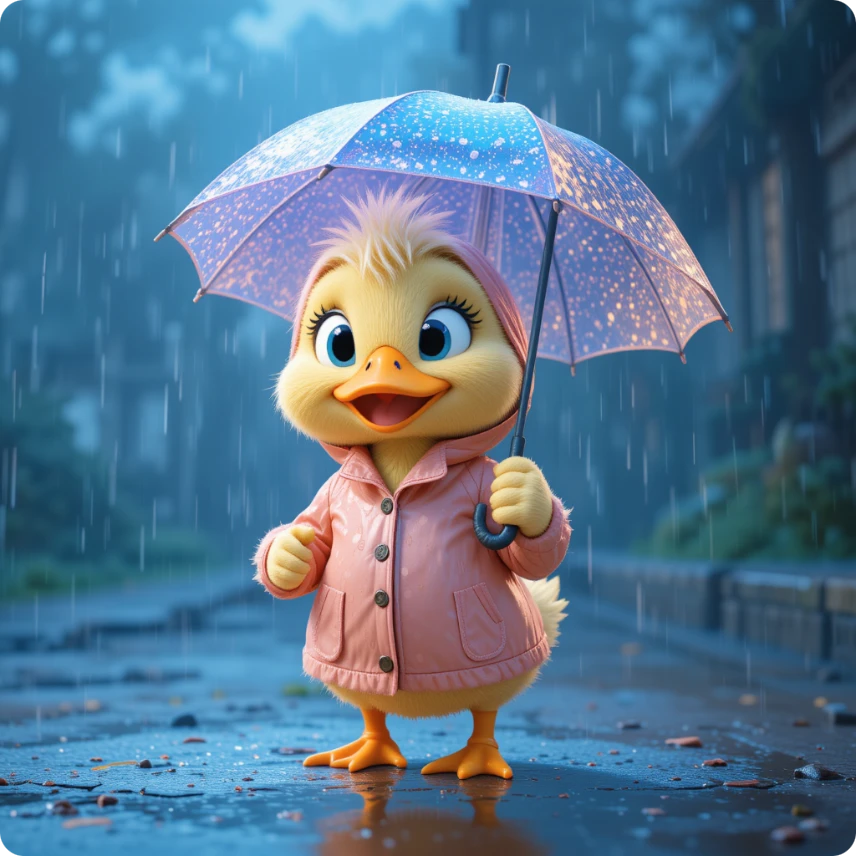 un simpático pato amarillo de efecto 3d