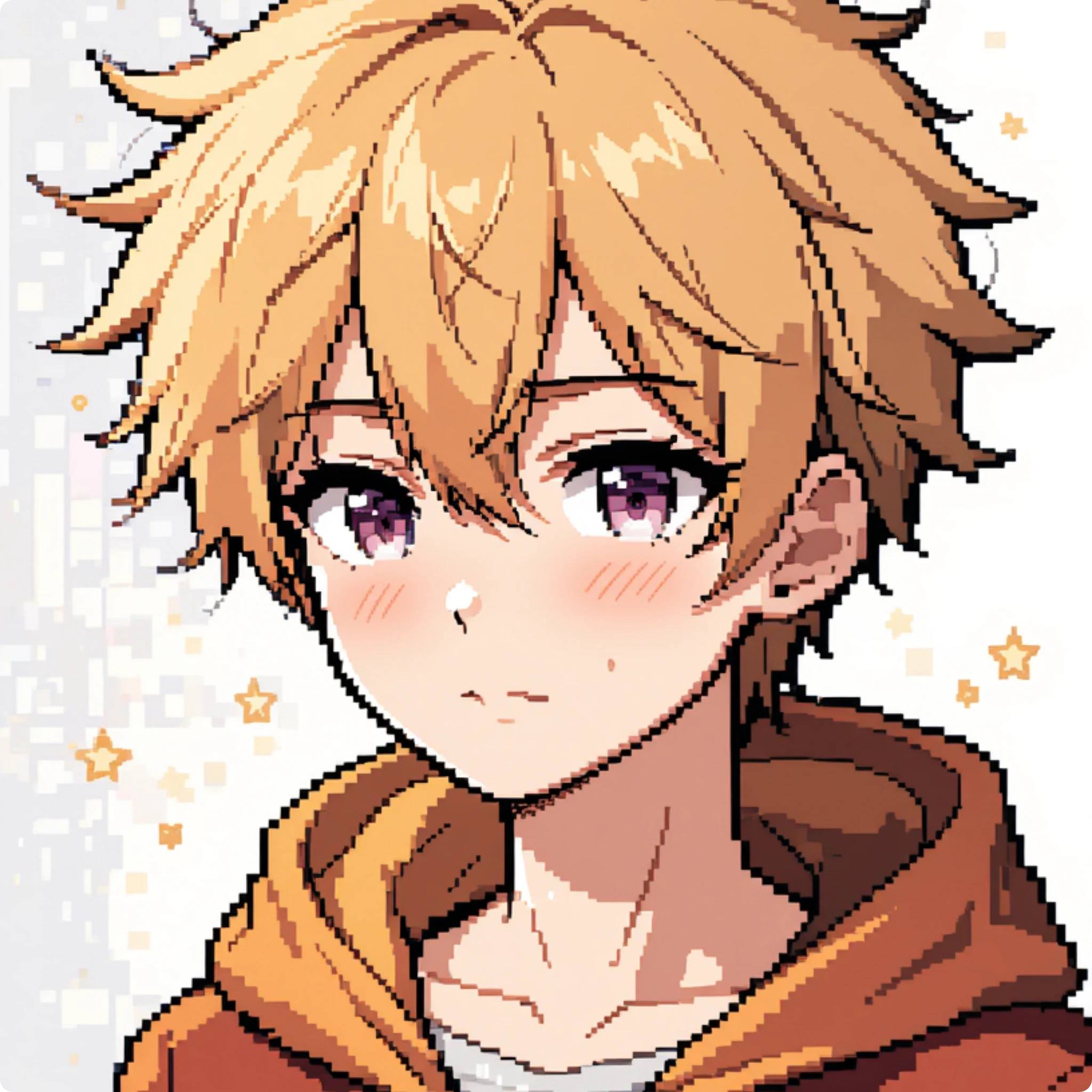 un ragazzo anime in stile pixel art