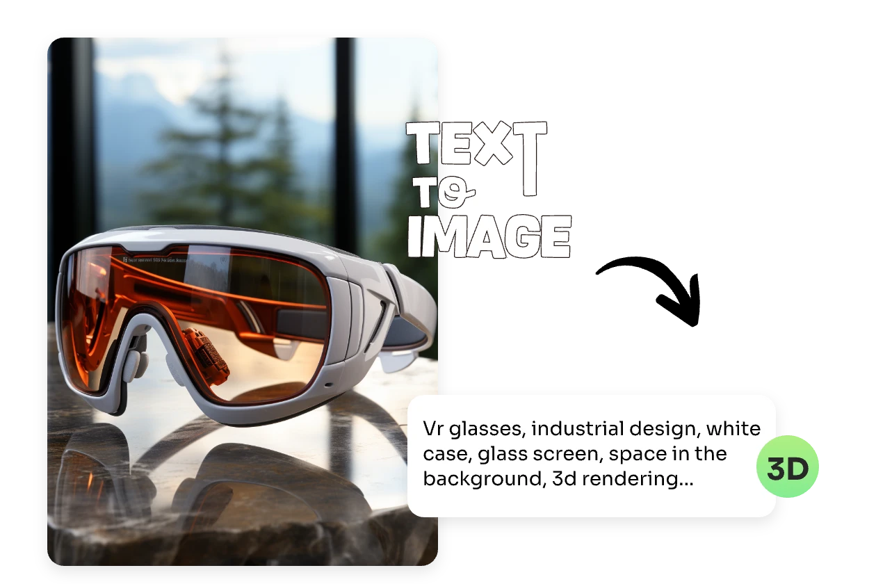 concevoir une paire de lunettes de soleil à partir d'un texte dans l'outil de conception de produits d'aiease