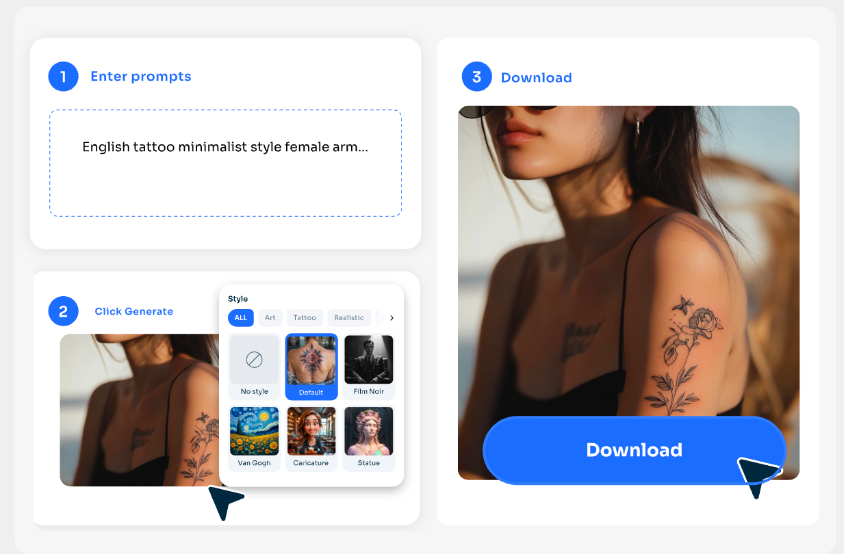 enter text prompts to generate a minimalist flower tattoo with ai ease free ai tattoo generator