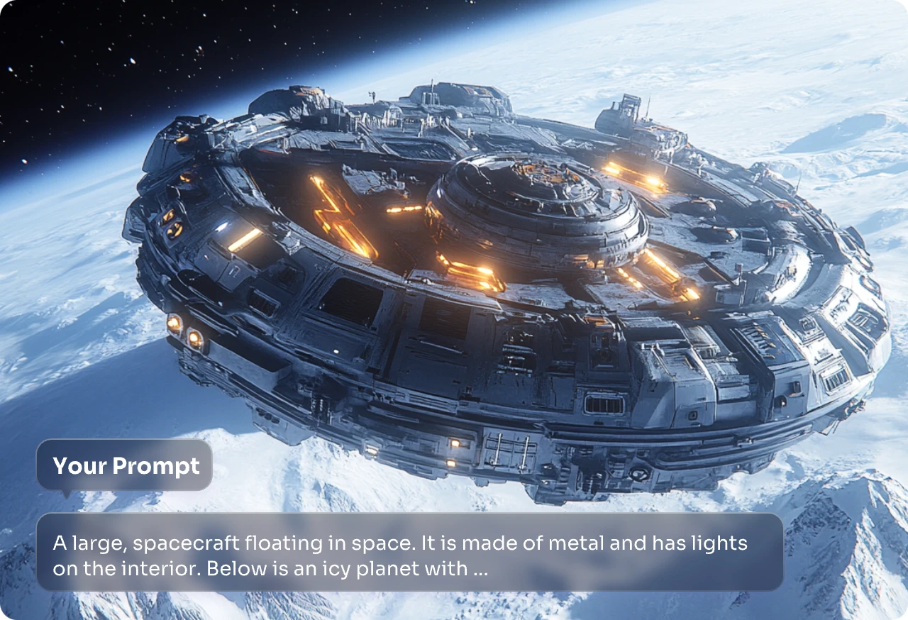 entra en el prompt y genera una nave espacial con aiease 3d image creator
