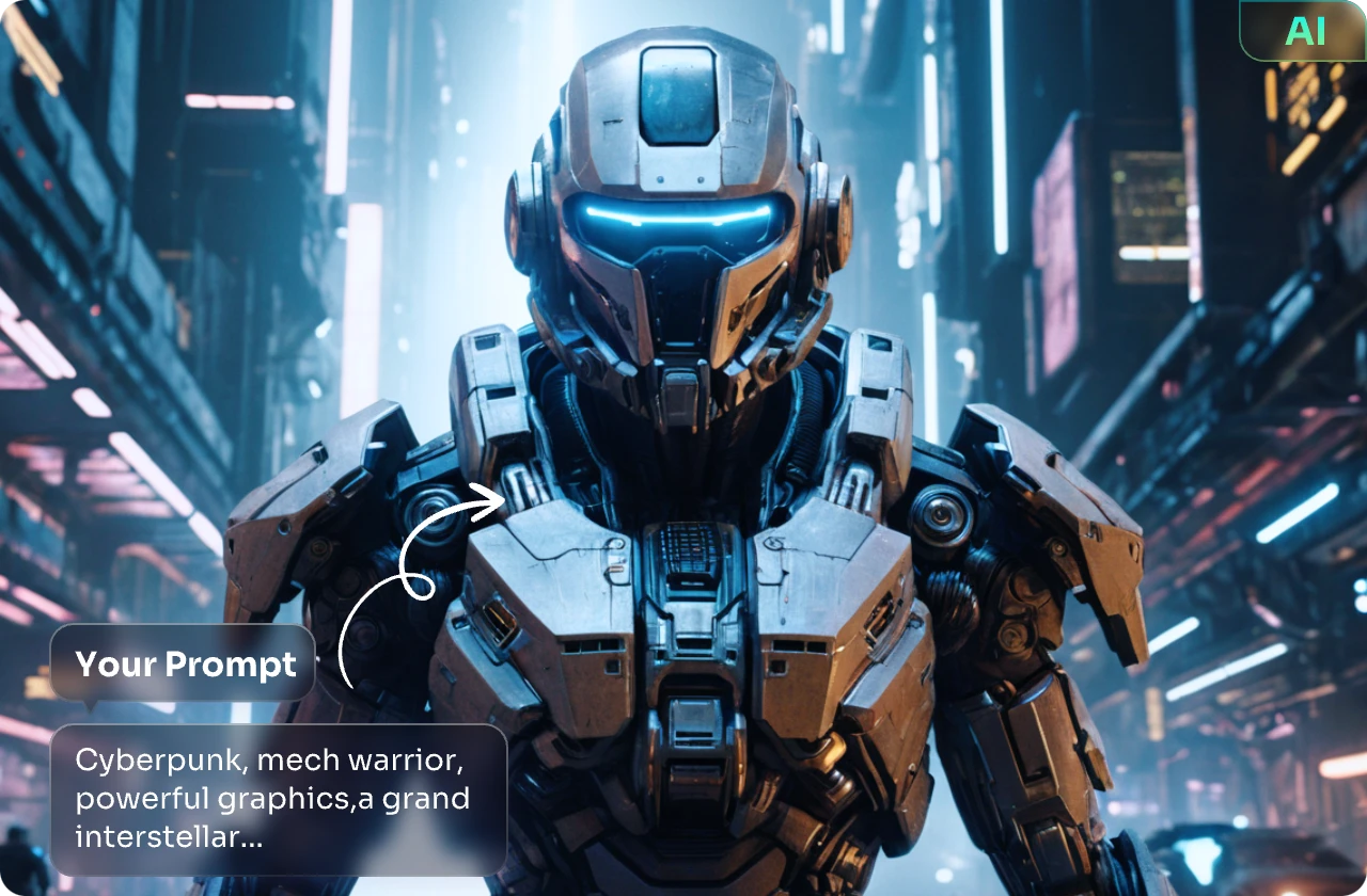 generar un robot futurista 3d a partir de texto en aiease 3d image creator con un icono ai