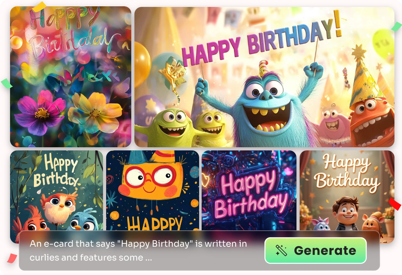 gerar imagens de aniversário a partir de uma mensagem utilizando o AI Ease