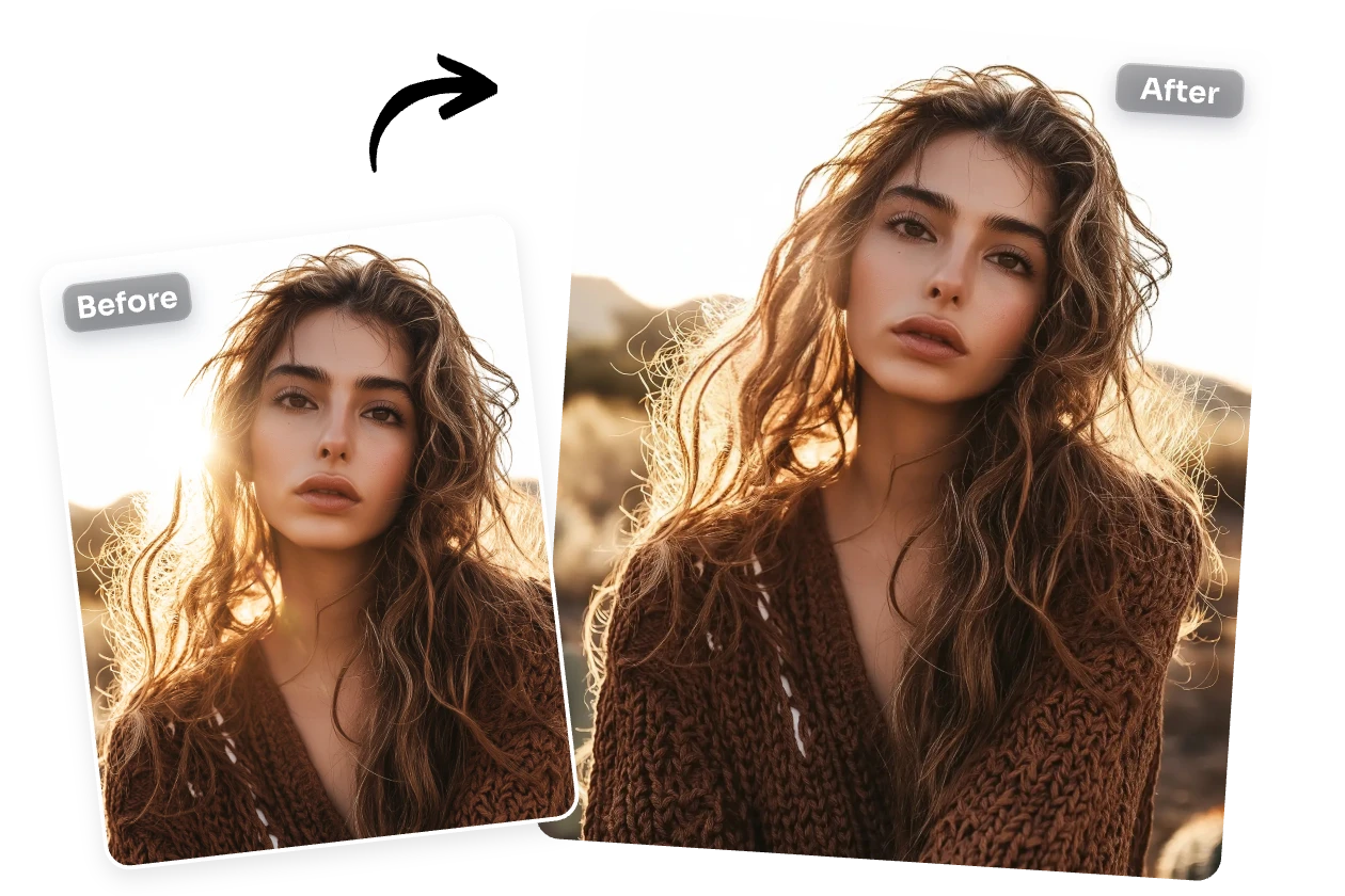 remove the sunshine glare from the girl photo in aiease