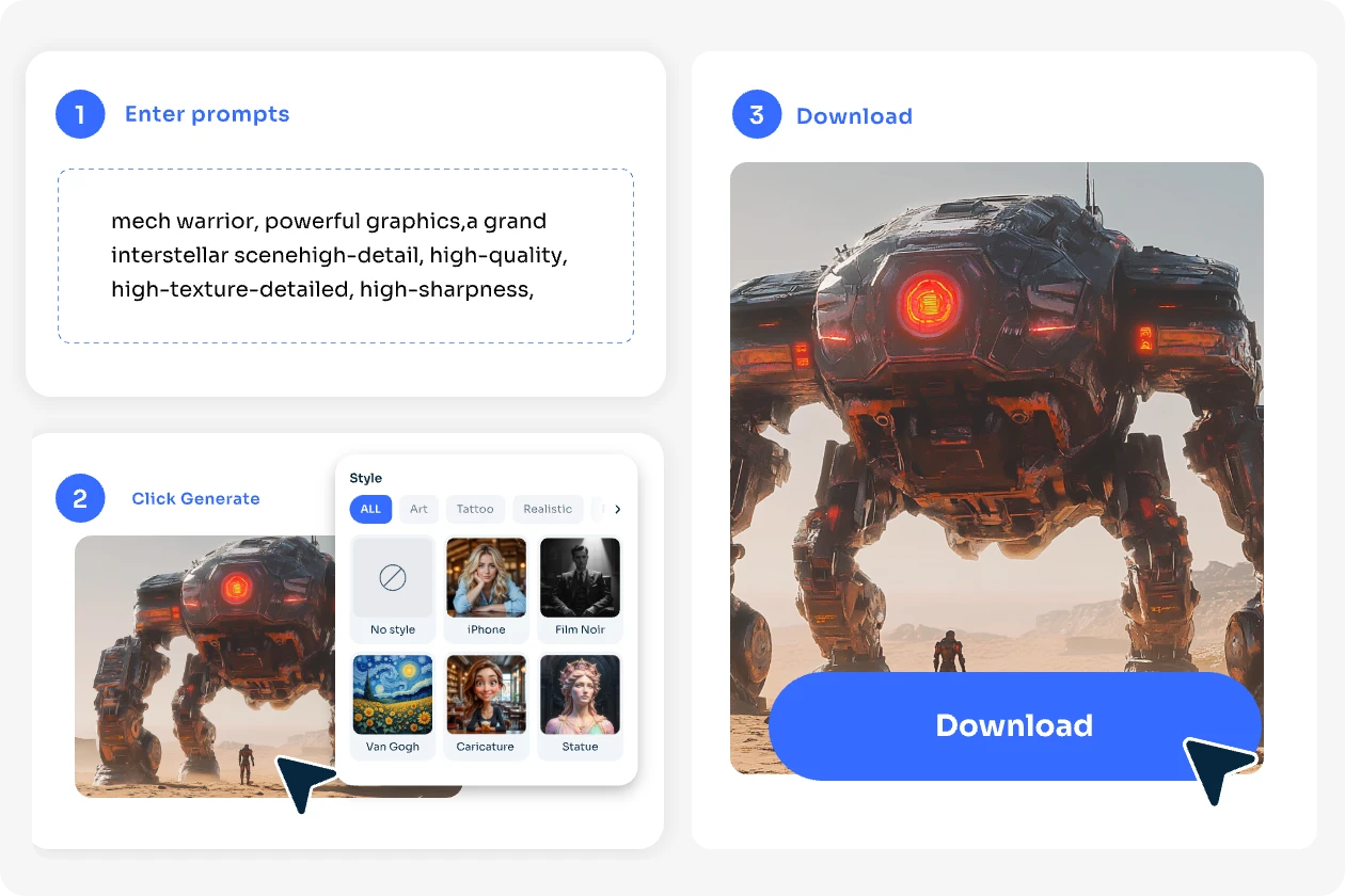 tres pasos de cómo hacer una obra de arte 3d en aiease 3d image creator