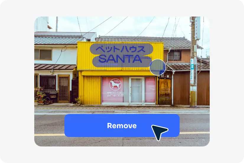 passe o pincel sobre a área do texto e remova-o utilizando o removedor de texto de imagem AI Ease