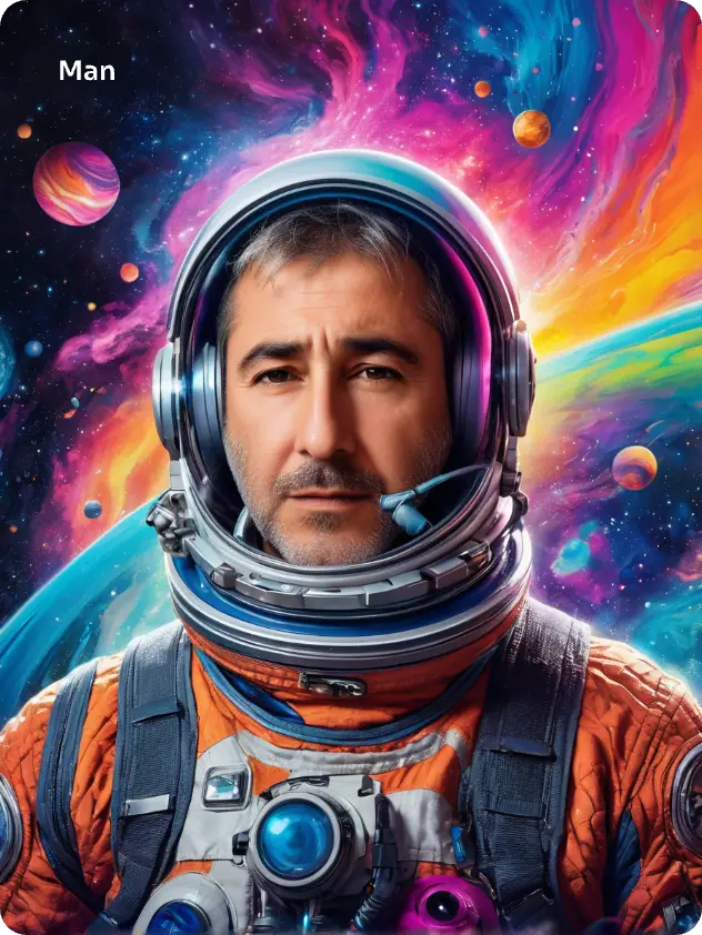 fotografia de rosto criativa gerada por computador de um astronauta masculino