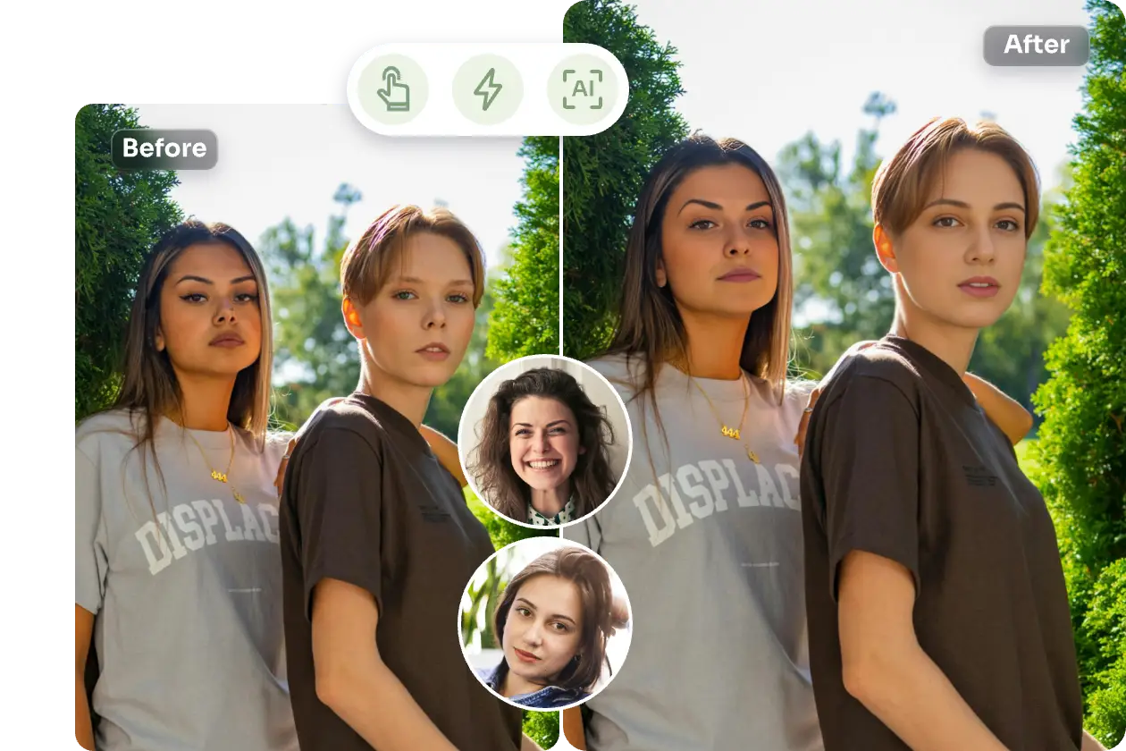 AI EaseのオンラインAI複数顔交換ツールで2人の顔を交換する