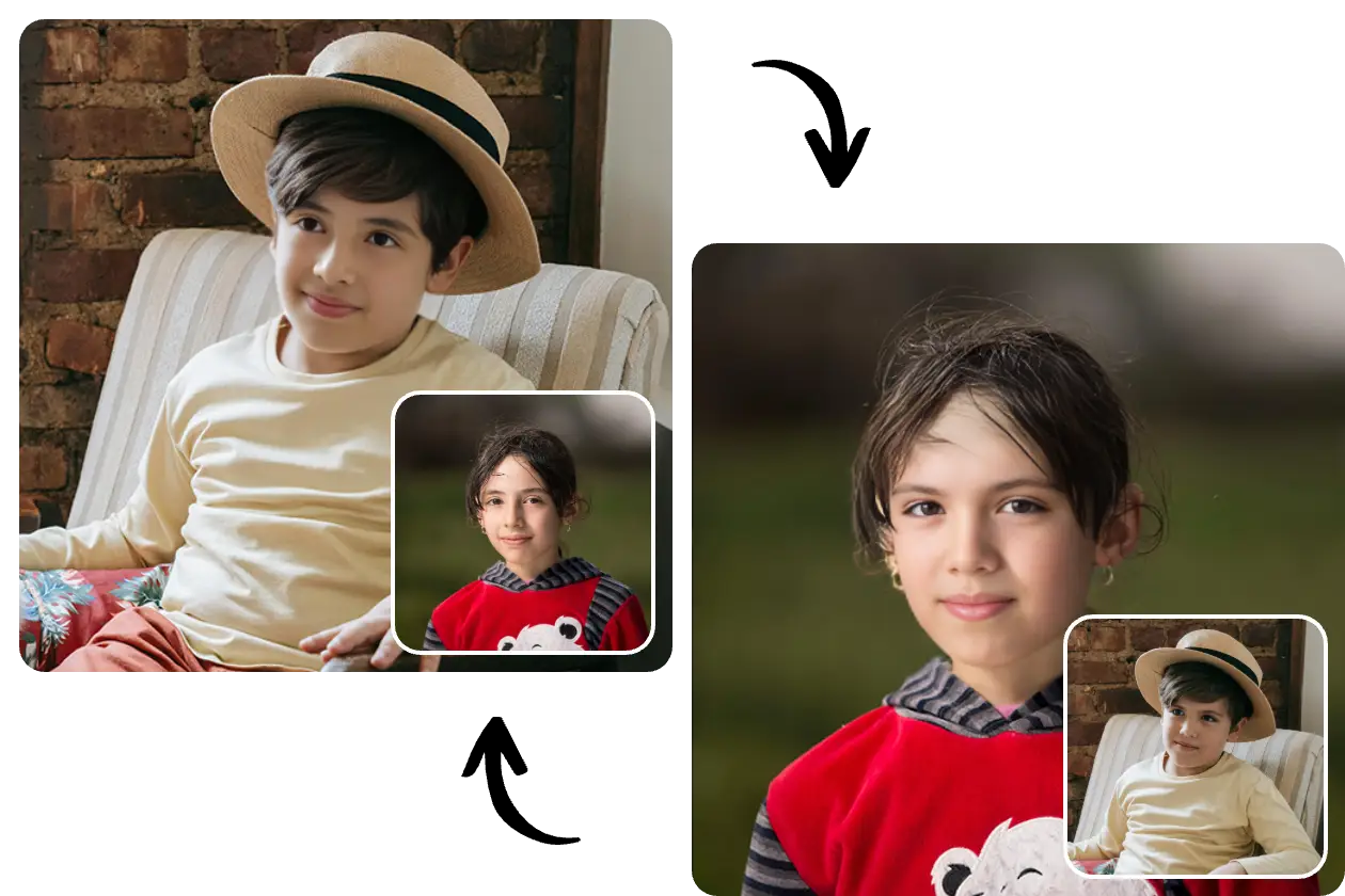AI Easeのオンライン顔入れ替えツールで女性と男性の顔を交換する