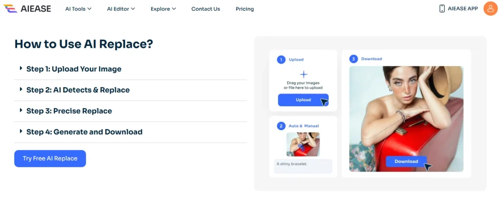 steps to use the ai replace tool