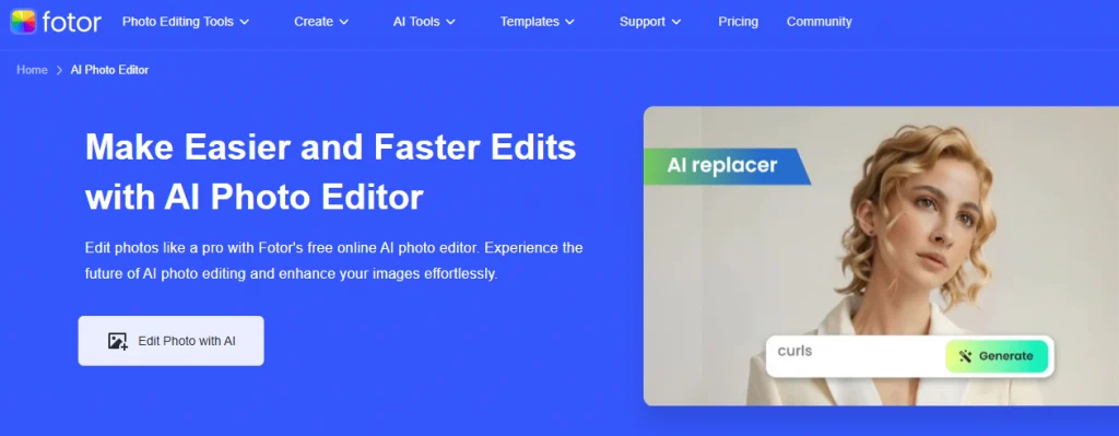fotor ai image editor tool