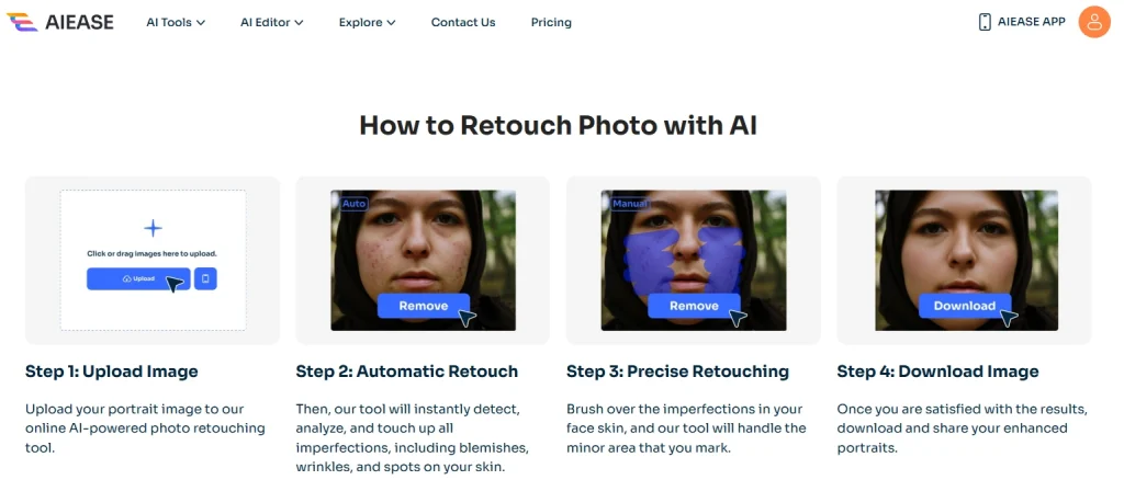 steps to use ai ease retouching tool