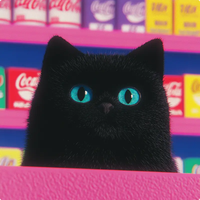 a black cat in cartoon style