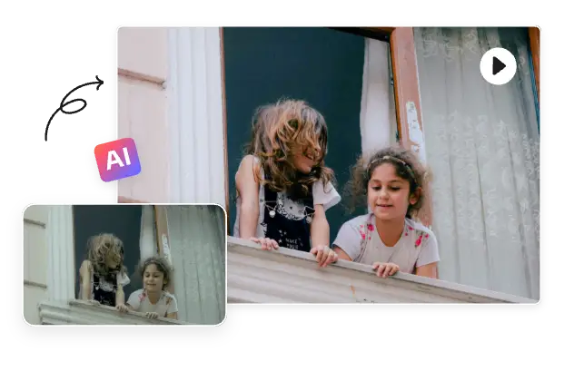ajustar a cor do vídeo de duas raparigas no aiease video enhancer