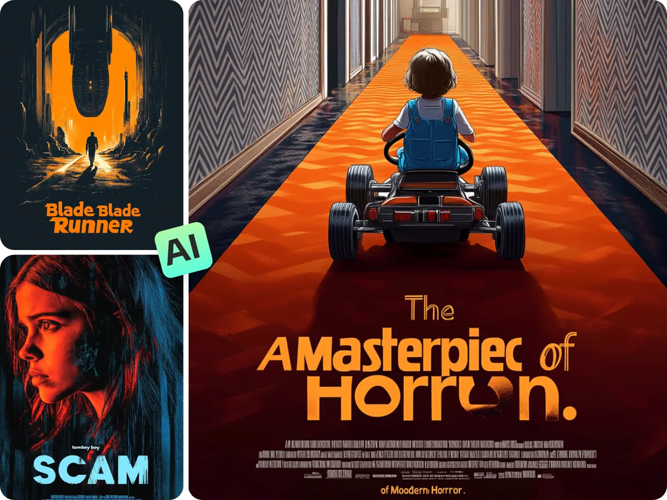 three movie posters created by AI Ease’s ai movie poster generator