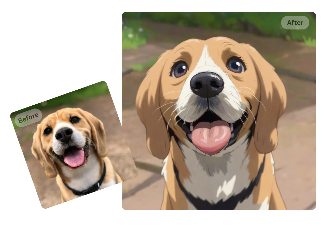 apply AI Ghibli filter to dog image for free in AI Ease