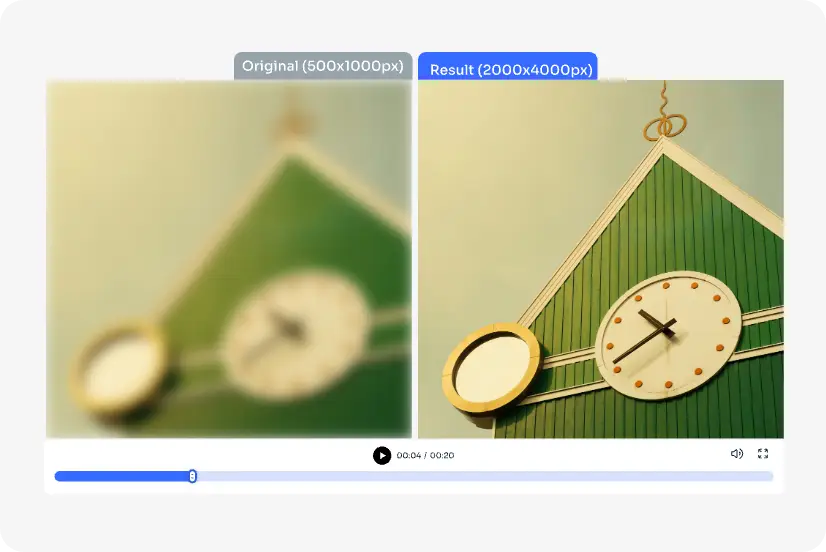 aieaseのai動画編集ソフトで動画を高画質化する前後の効果