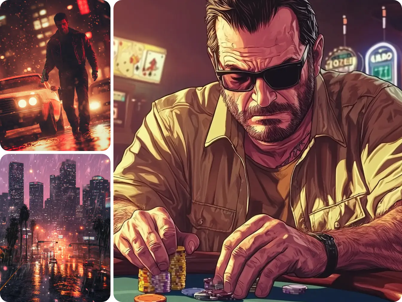 characters and scene generated by ai ease gta ai generator