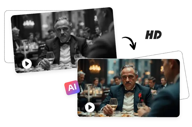 colorir um vídeo a preto e branco no aiease video enhancer com ícones ai e hd
