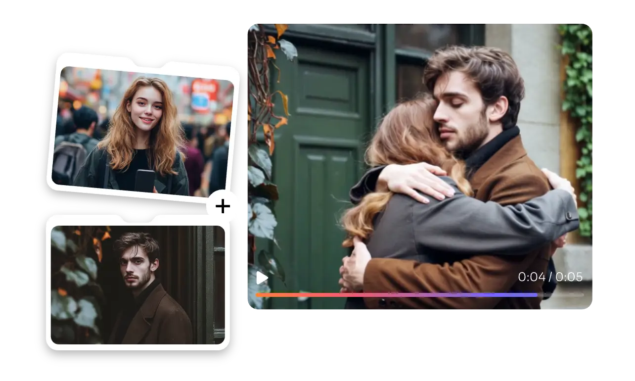 combinar uma imagem de mulher e de homem para criar um gerador de abraços