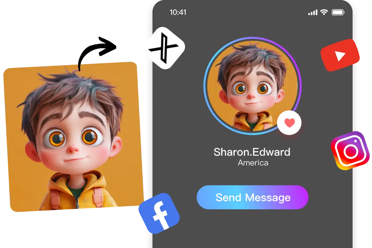 create a pixar little boy as the avatar for your social media profile