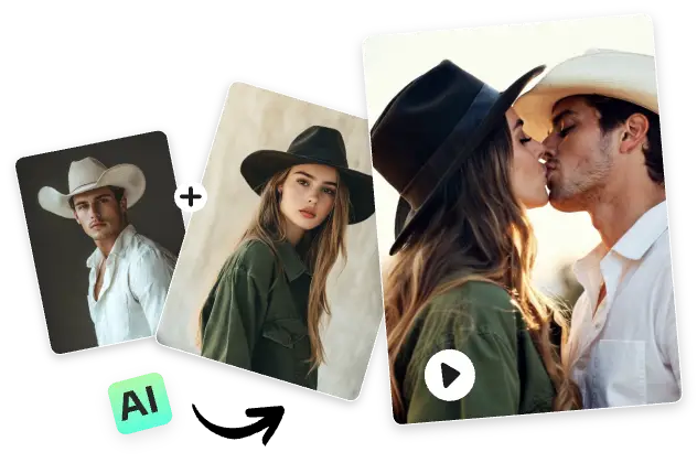 criar imagem de vídeo AI de casal a beijar-se a partir de imagem no AI Ease