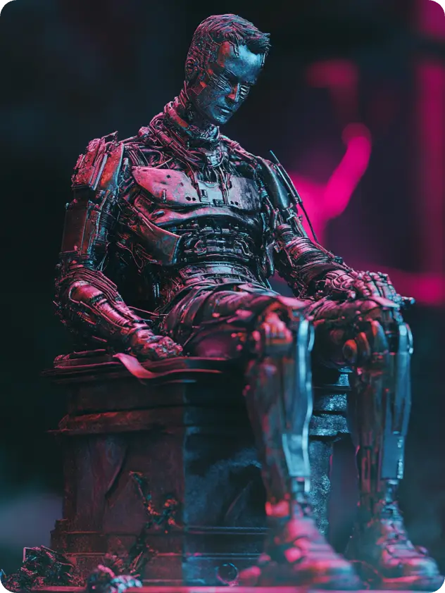 cyberpunk-themed AI statue created with AI Sculpture Maker