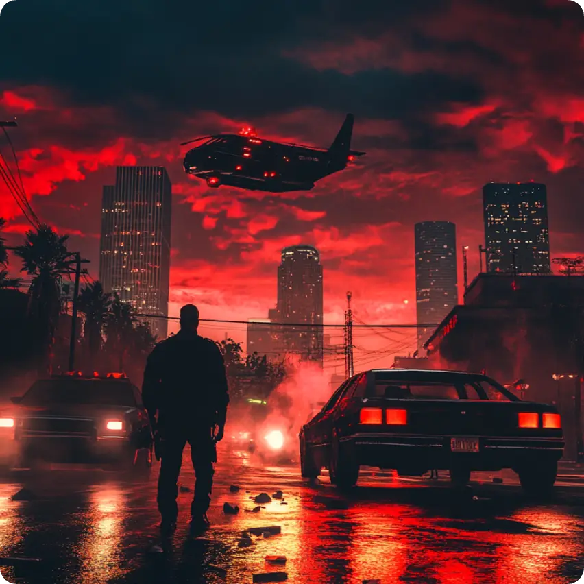 dramatic showdowns make by gta ai generator