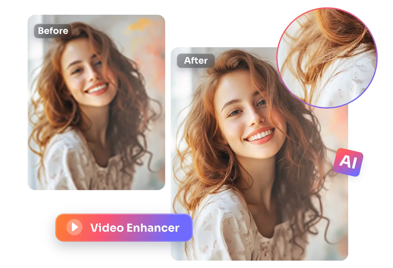 enhance a blurry video of a smiling girl with superior details in aiease video enhancer