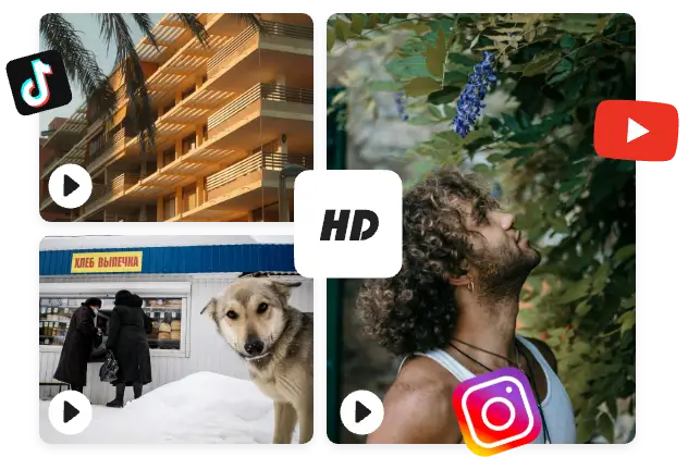 melhorar três imagens para as redes sociais com ícones do instagram, youtube e tiktok