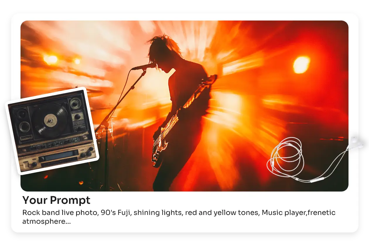 enter text prompts to generate a rock band music album cover