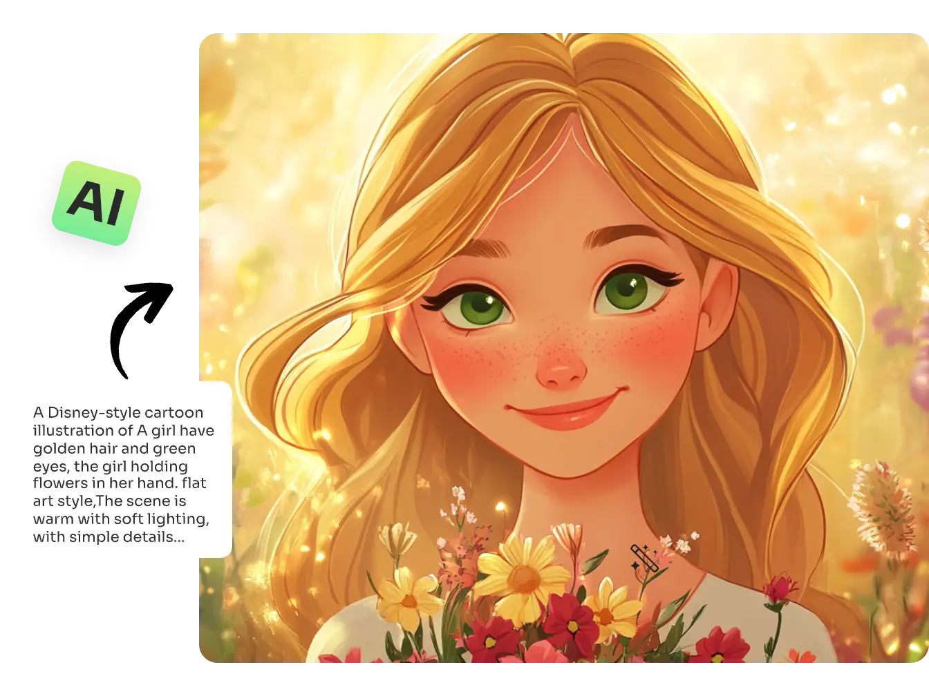 enter text to generate a disney style girl with ai in seconds