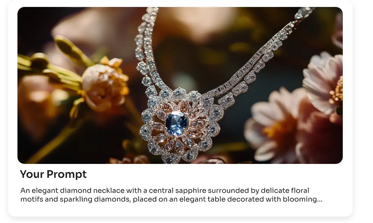 enter the prompt and generate jewelry with aiease jewelry generator