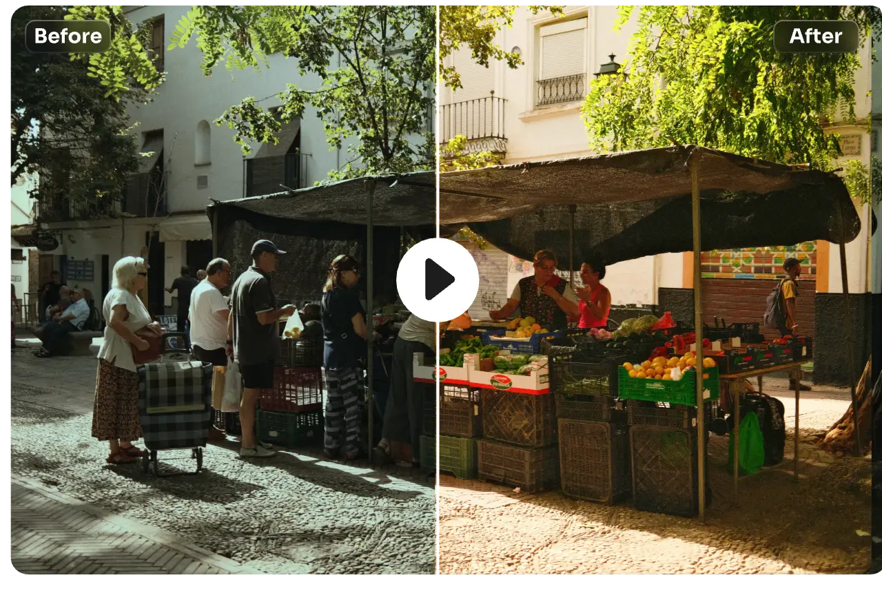 correção de cor de vídeo em bancas de fruta