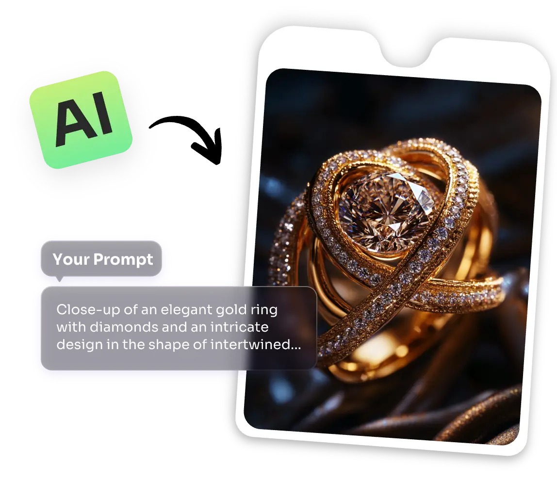 generate a jewelry from text in aiease creator with an ai icon