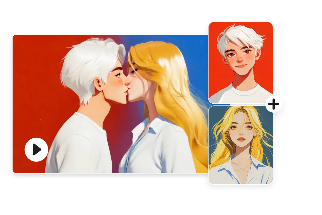 Anime-Pärchen küssender AI-Videoclip in AI Ease erzeugen