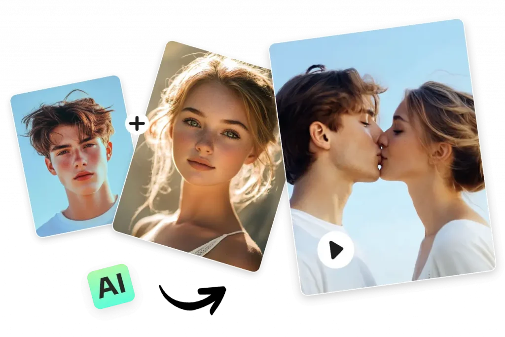 gerar vídeos de casais a beijarem-se com o gerador de vídeos de beijos AI Ease online