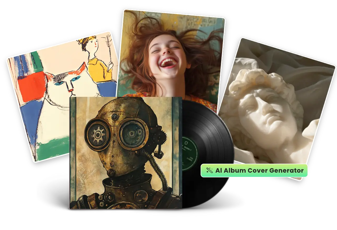 generate four ai album cover images in different styles with ai ease free ai album cover maker