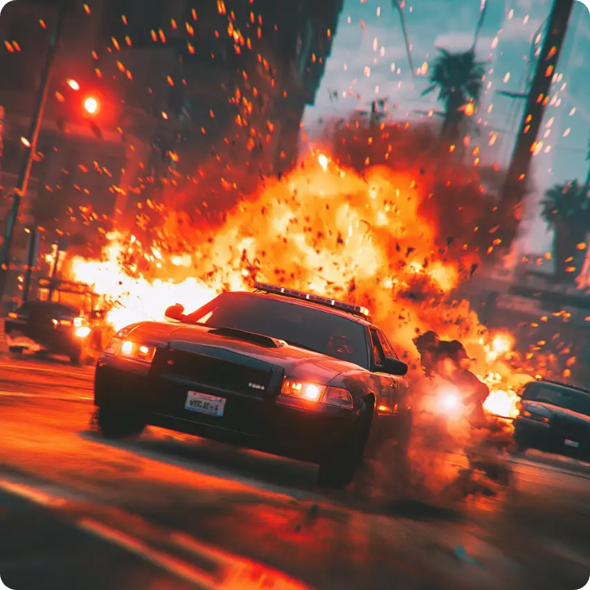 high speed chase to an intense gang showdown generated by gta ai generator