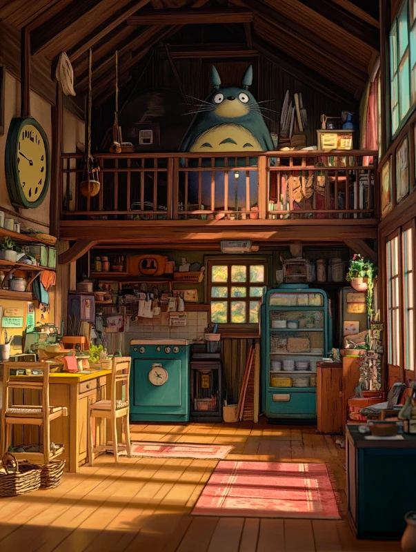 Studio Ghibli Phone Wallpaper-Totoro in the house