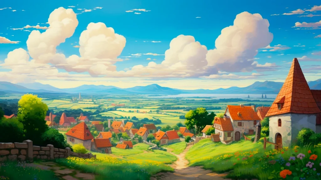 Studio Ghibli Desktop Wallpaper-a beautiful village