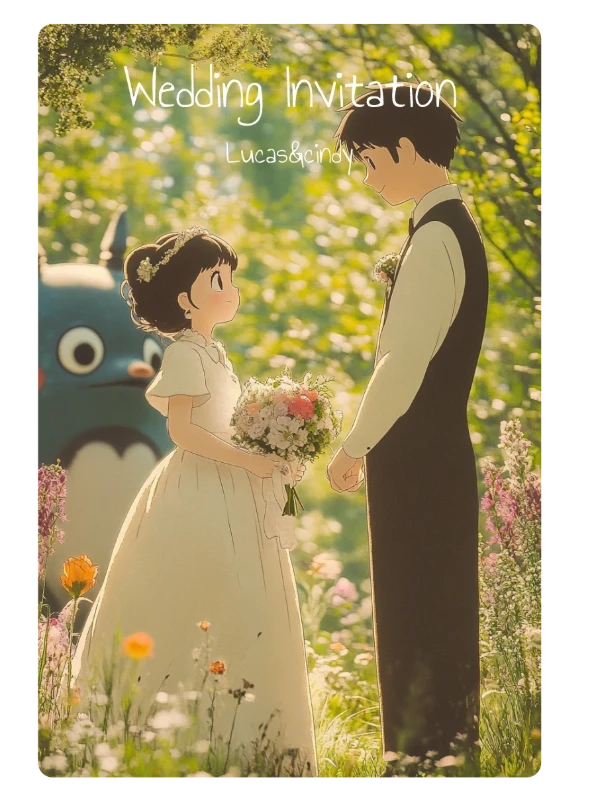 studio ghibli gift ideas - a custom ghibli wedding invitation