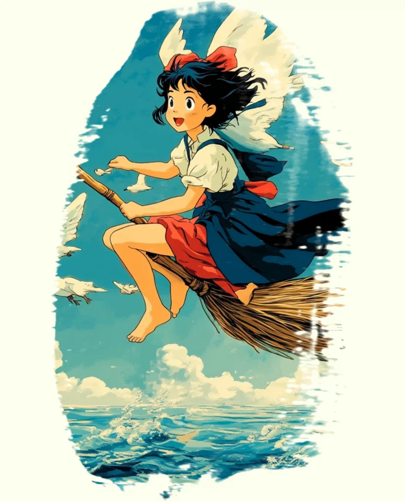 studio ghibli tattoo ideas-Kiki and Her Flying Broom