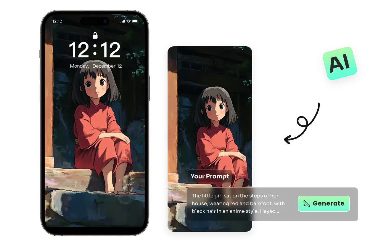 make a ghibli style picture in aiease ghibli art generator with a text prompt and use it as a phone wallpaper