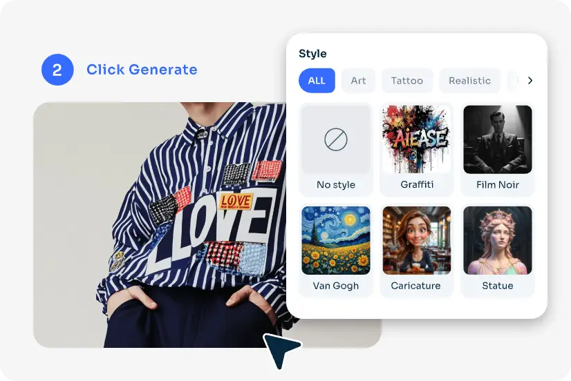 select style for shirt to generate