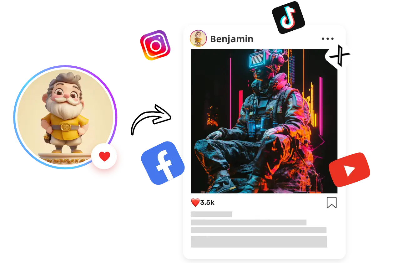 share your AI-generated statue creation on social media