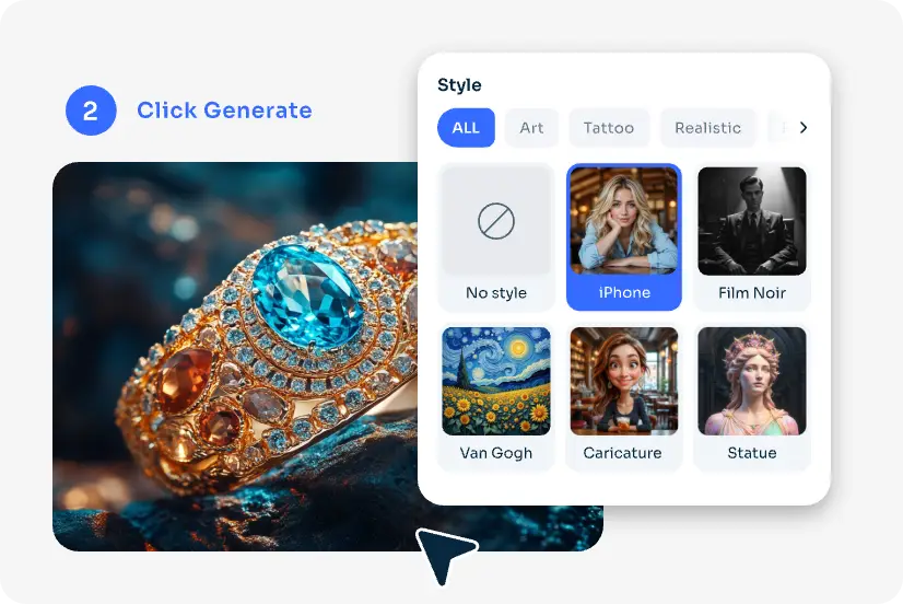 steps of how to make a jewelry artwork in aiease jewelry generator 2